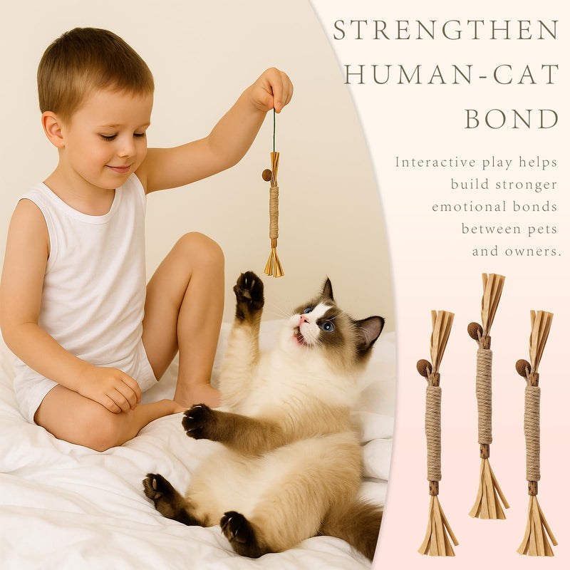 Natural Silvervine Cat Chew Sticks Set of 3-Pieces, Edible Kitten Teeth Cleaning Toys, Dental Care Lick Treats