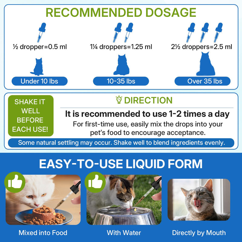 Cat Constipation Relief for Digestive Health Support + Dog Cough Treatment Support for Dogs for Breathing Comfort Bundle, Easy-to-Use, 60 ml/2 Fl Oz Each, Multi-Pet Family Care Solution