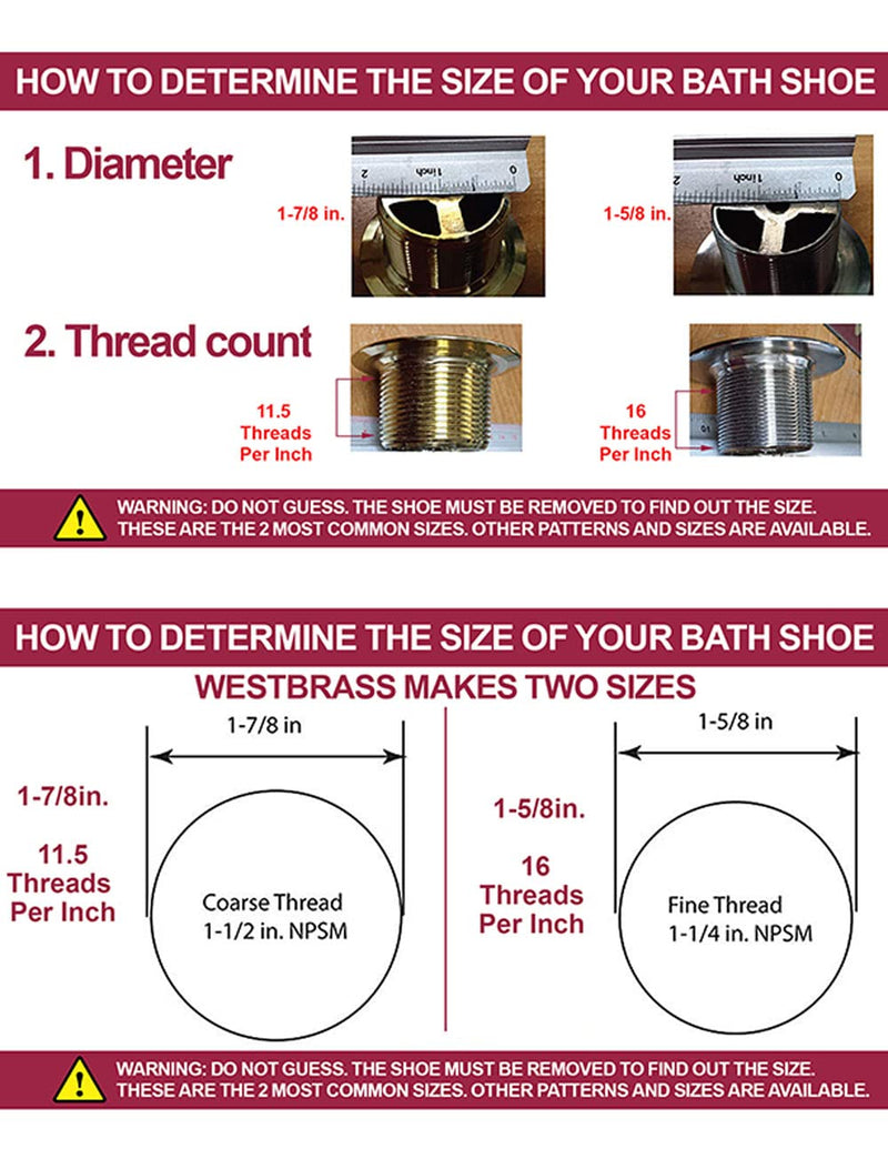 Westbrass Tip-Toe Coarse Thread Tub Trim Set with 1-Hole Overflow Faceplate, Satin Nickel, R93-07 1 Pack