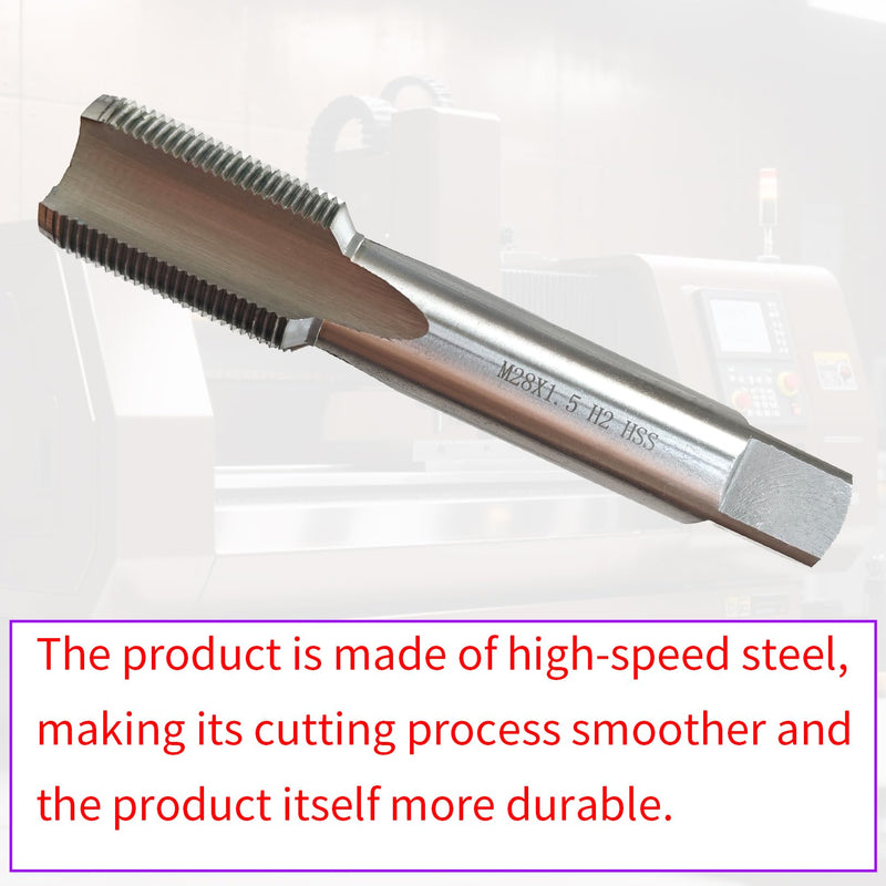 M28 X 1.5 Tap, Metric Thread Tap, Right Hand, 1.5mm Pitch, Straight Flute, 4 Flute, High Speed Steel, H2 Accuracy Grade, Machine Tap M28 X 1.5