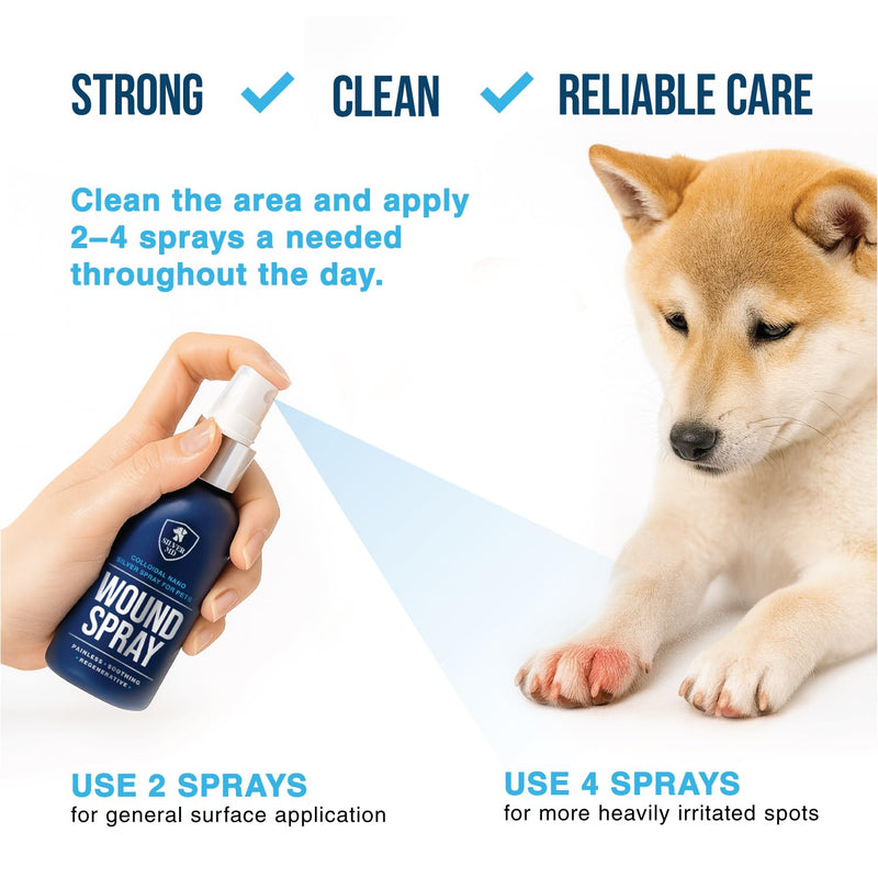 Wound Spray for Dogs, Cats & Pets, 8 Oz., Nano Silver Hot Spot Itch Relief for Irritation, Minor Wounds, Cuts & Daily Care, Alcohol & Fragrance Free No-Sting Clean Formula for Sensitive Skin