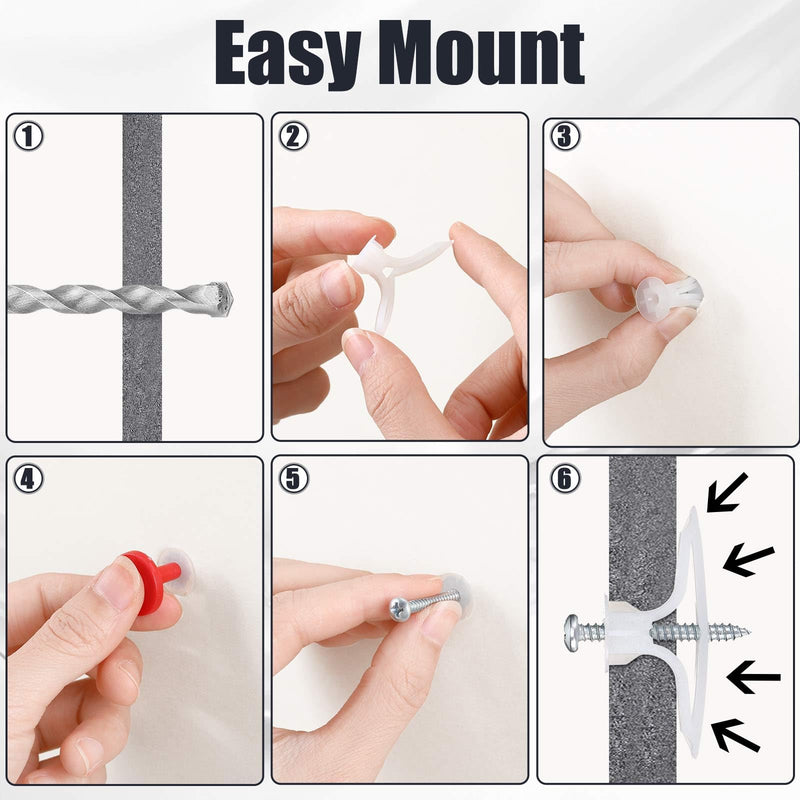 25 Sets Drywall Anchor Kit, Hollow Wall Anchors with Screws and Key, Plastic Hollow Wall Self Drilling Anchors, Expansion Screw Anchors for Drywall Ceiling Gypsum Plasterboard