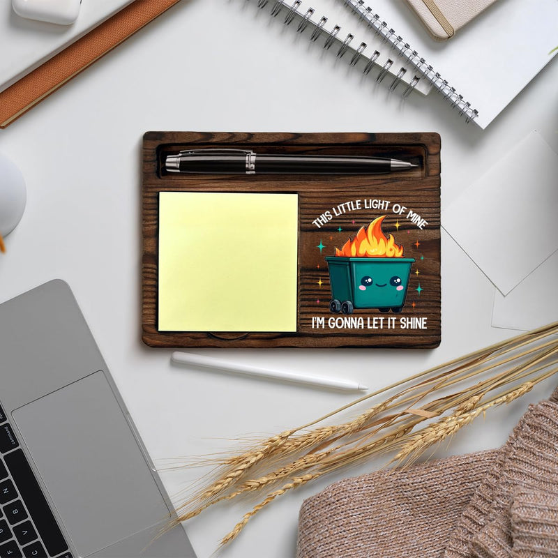Funny Office Dumpster Fire Sticky Note Holder Dumpster Fire Gifts This Little Light of Mine I'm Gonna Let It Shine Post It Note Dispenser for Office Cubicle Desk Decor