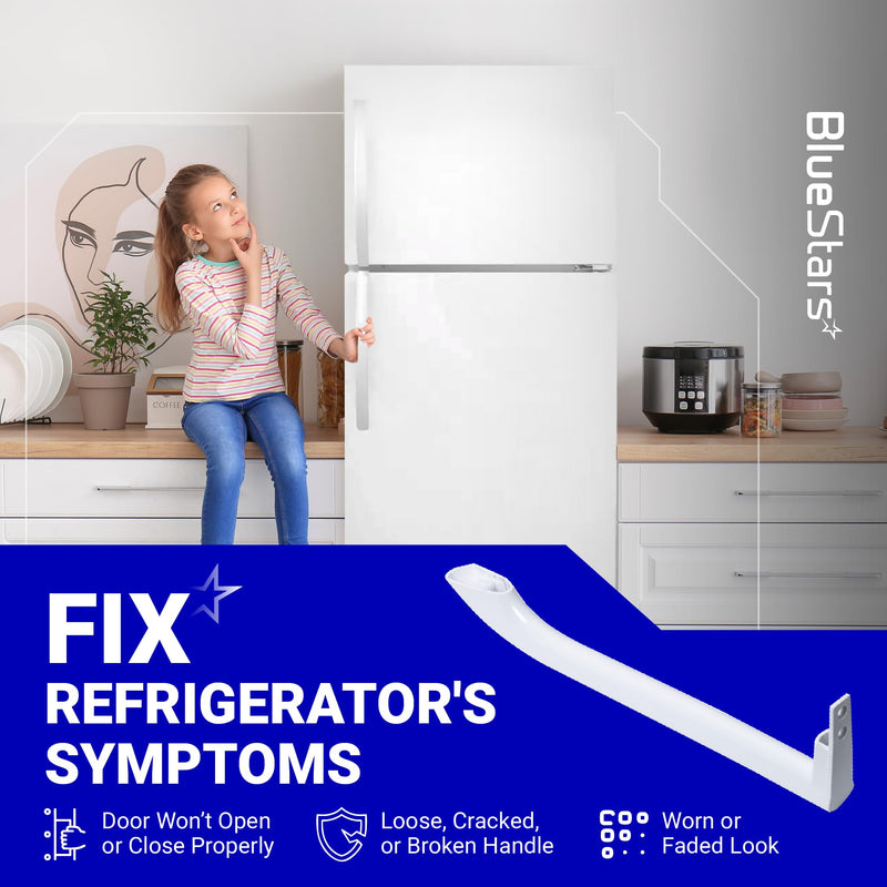 BlueStars 5304486359 5304506469 Refrigerator Door Handle Set - Compatible with Frigidaire Freezers - Replace Parts 5304504507, 242059501, 242059504 - Pack of 2 White