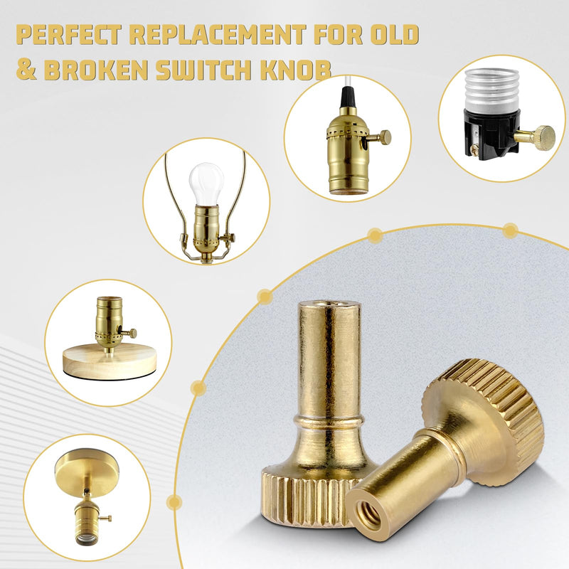 Brass Lamp Switch Knob,Turn On/Off Light Switch Knob Replacement,Standard Size Twist Switch Knobs,Antique Brass Color (Gold) Gold
