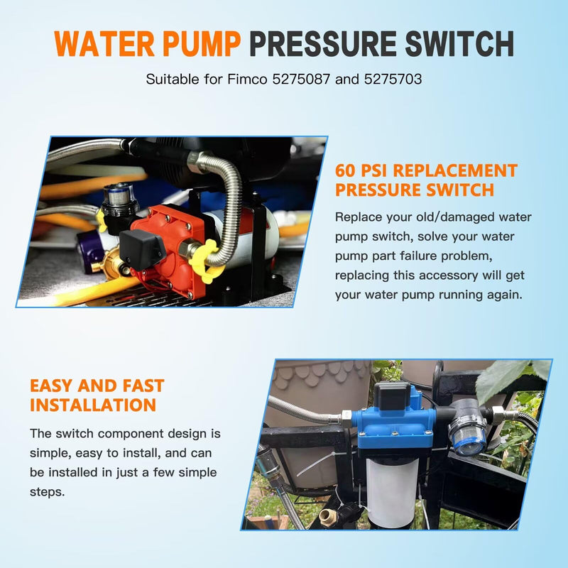 60-PSI Pressure Switch Assembly for 2.1 & 2.4-GPM High Flo Pumps For Fimco 60 PSI Models # 5275497, 5275703, 5277981, 5275087