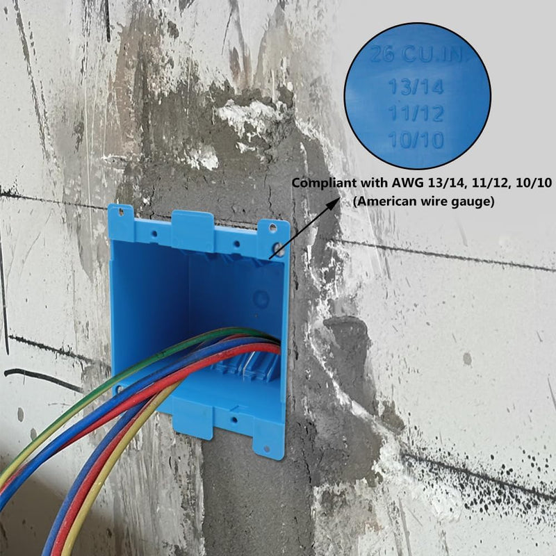 2 Gang Old Work Electrical Box,Blue,25 Cu.in.Switch/Outlet Box,4-1/3-Inch Length by 4-1/6-Inch Width by 2-1/3-Inch Depth,PVC Old Work Outlet Box for Constructions, ETL Certified(1 Pack) 1 2 Gang