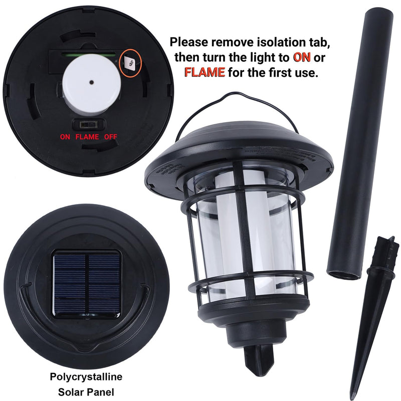 Dynaming 6 Pack Solar Flame Torch Lights Outdoor, Halloween Dual Use Flickering Flame Garden Light, Christmas Hanging Lanterns, Auto On/Off & Waterproof Lighting for Lawn Patio Yard Walkway Driveway Warm White