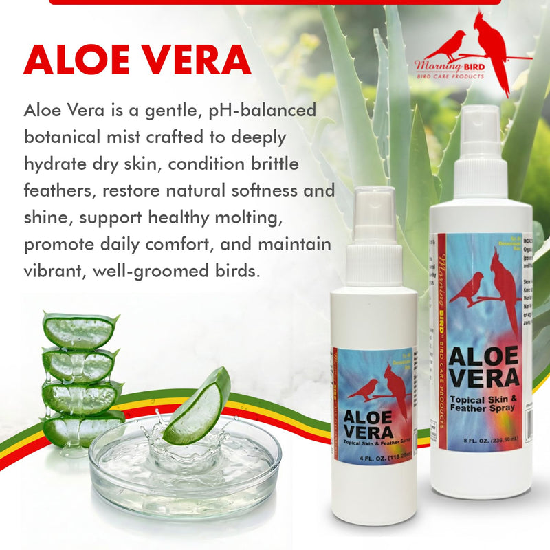 Morning Bird Aloe Vera Spray 4 Fl Oz – Natural Topical Spray for All Birds – Soothes Dry Skin & Supports Healthy Skin – Easy-to-Use Spray Bottle for Gentle Hydration & Skin Relief 4 Fluid Ounces