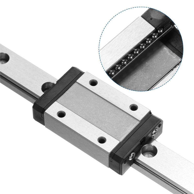 uxcell 2pcs MGN9 400mm Linear Guide Rail with 2pcs MGN9H Sliding Carriage Block Bearing Steel and 2pcs Plastic Mini MGN12 Linear Guide for DIY 3D Printers and CNC Machine, Silver