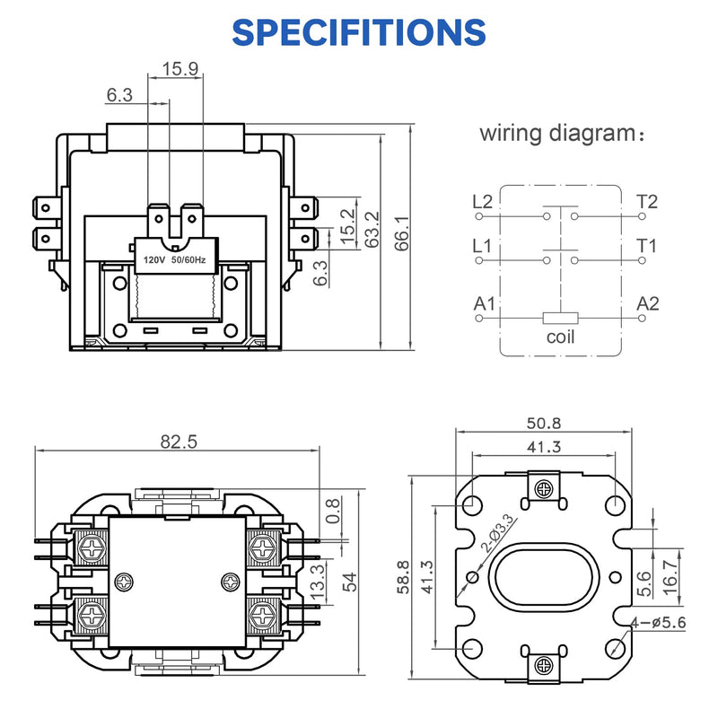 BOJACK 2 Poles FLA 30 Amp Coil 120 VAC Air Conditioner Condenser Compressor Contactor Motor Definite Purpose AC Contactor 2P 30A 120V