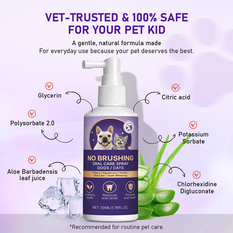 No-Brushing Oral Care Spray for Dogs & Cats (50ml)