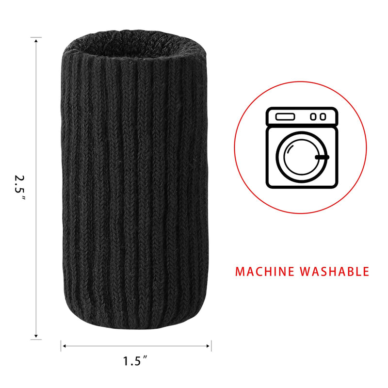 48 PCs Furniture Leg Socks - High Elastic Knitted Chair Leg Floor Protectors, Black Thickening Chair Leg Covers Set, Move Easily and Reduce Noise 48pcs