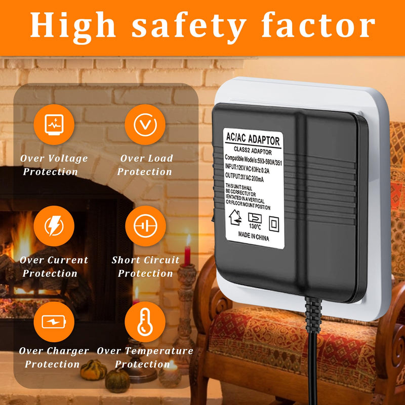AC Adapter Transformer 3V for Dexen Fireplace Valve Gas Valve(593-593A,351)