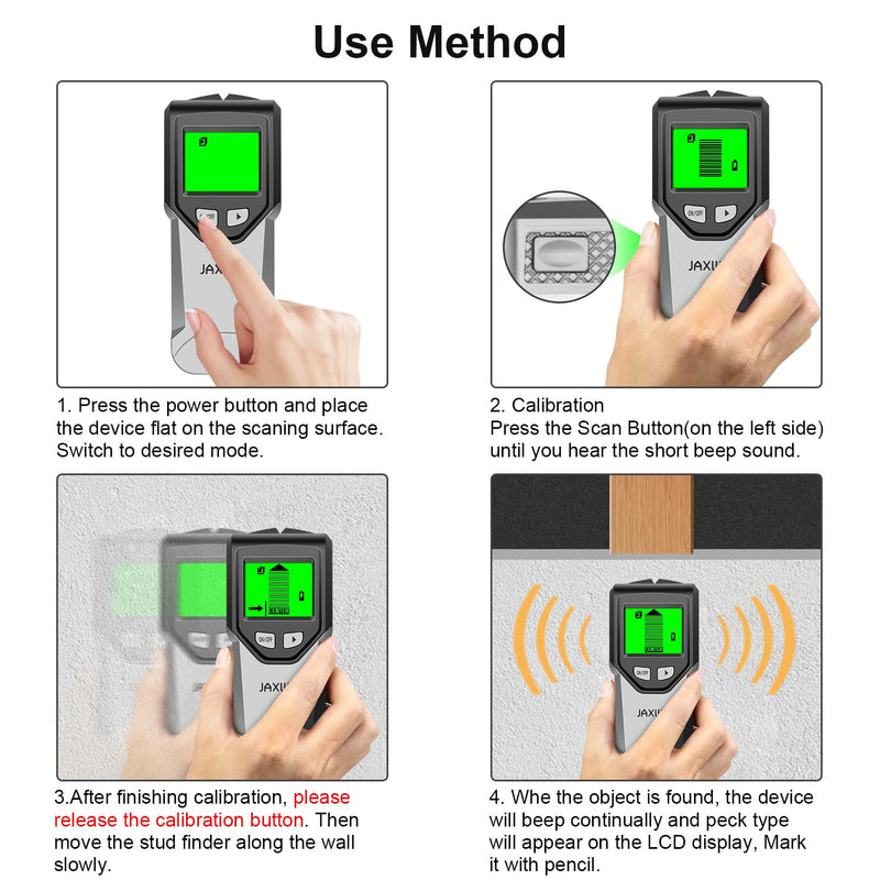 Stud Finder Wall Scanner - 5 in 1 Stud Finder Tool w/Intelligent Microprocessor Chip and HD LCD Display, Stud Detector Beam Finders for the Center and Edge of Wood AC Wire Metal Studs Joist Pipe ‎soft Gray