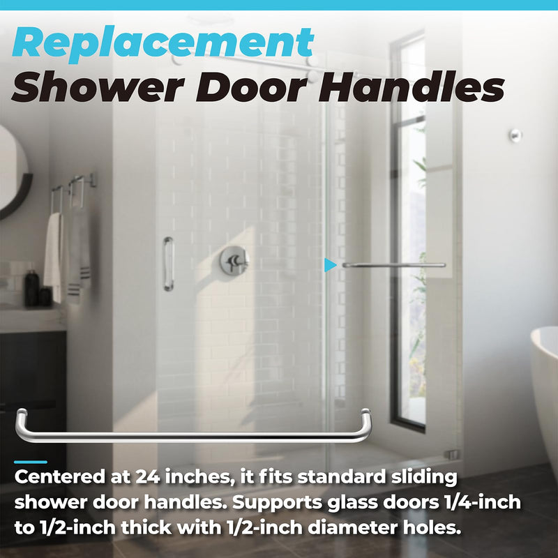 PalpitateC 24" Glass Shower Door Towel Bar fit for Commercial and Residential Glass Doors, Stainless Steel Sliding Shower Door Handle with Chrome Surface Treatment, 1 Pack