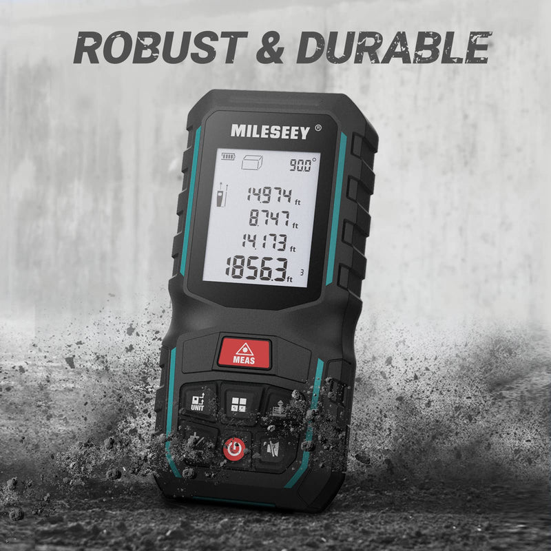 MiLESEEY G2 Laser Measurement Tool 330FT (Ft/in/M/Ft+in) with Angle Sensor, Laser Distance Meter with Pocket Clip, Distance Area Volume Measure and Pythagoras, ±1/16 in Accuracy 200FT
