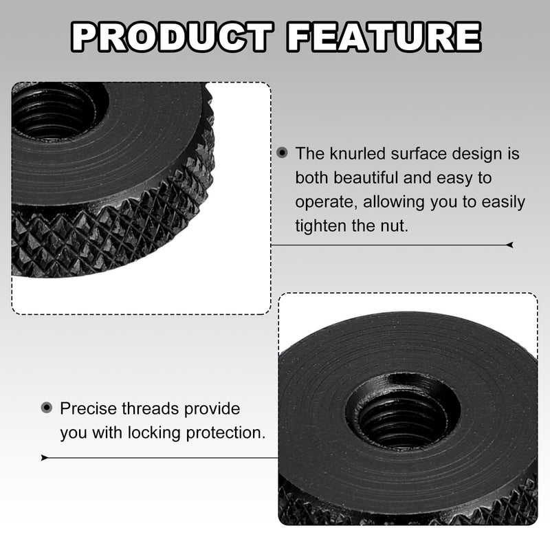 uxcell 30Pcs Flat Knurled Thumb Nuts, M3x12 x 4 mm Pass Hole Nut, Aluminum Alloy Diamond Knurled Nut Flat Head Through Hole Lock Adjusting Nuts for 3D Printer, Black M3x12x4xmm