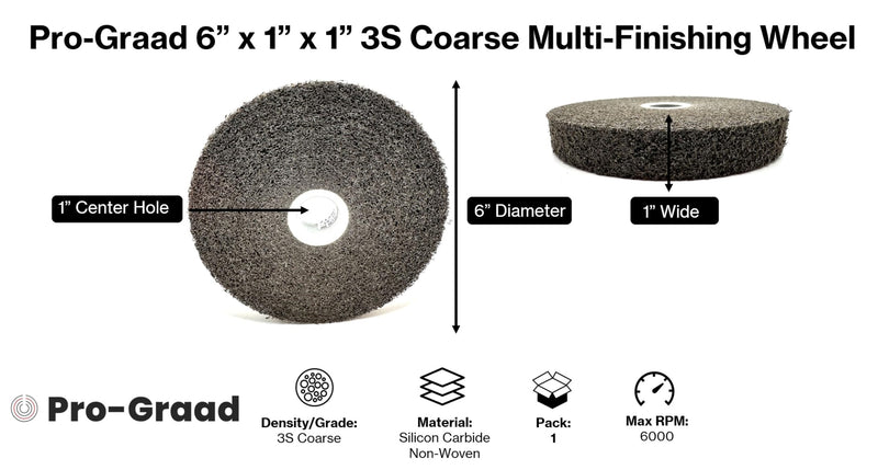 Multi-Finishing Wheel – 6” x 1” x 1” 3S Coarse Grit Silicon Carbide - Stainless Steel Finishing Convolute Wheel – for #3 Finish - 93021-1 Pack 6" x 1" x 1" 3S Coarse