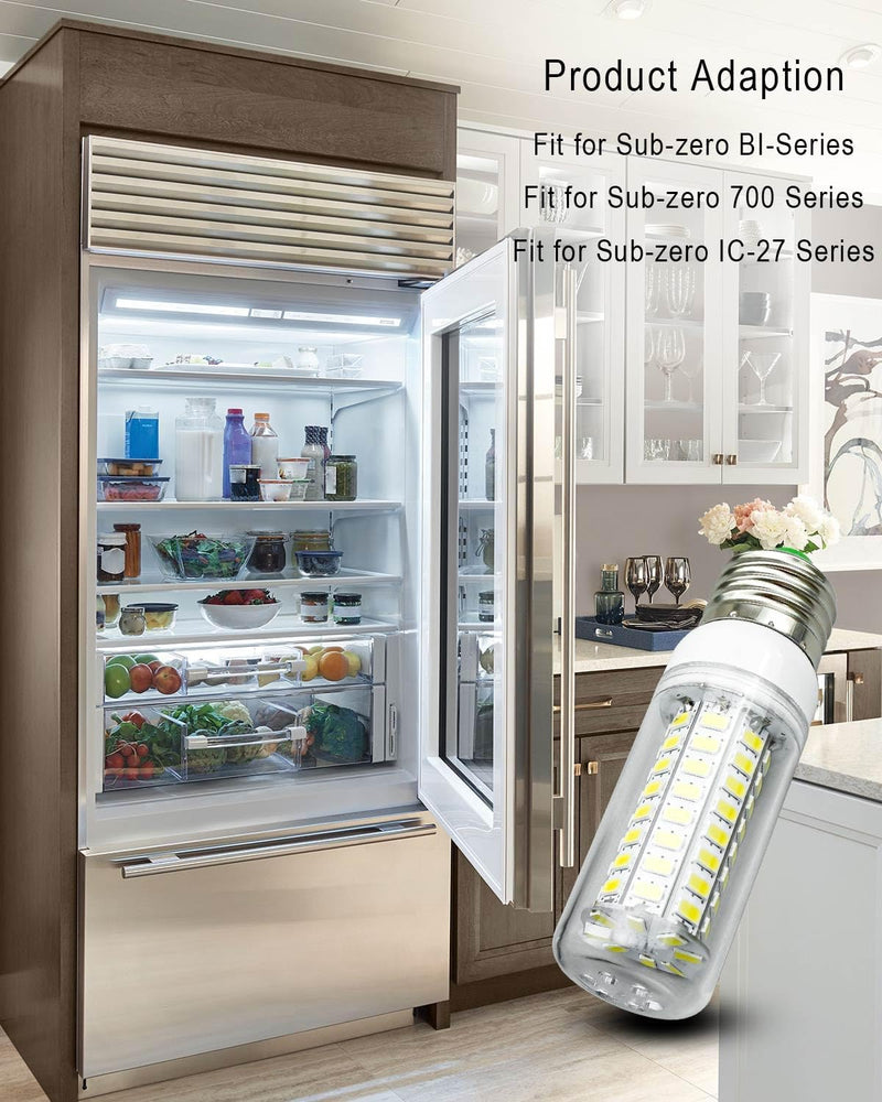 Refrigerator LED Waterproof Lamp Light Bulb Fit for Sub Zero E26, 40W Glass Lamp Bulb Daylight White Bulb Freezer Refrigerator Replace 7006999, 4 Pack