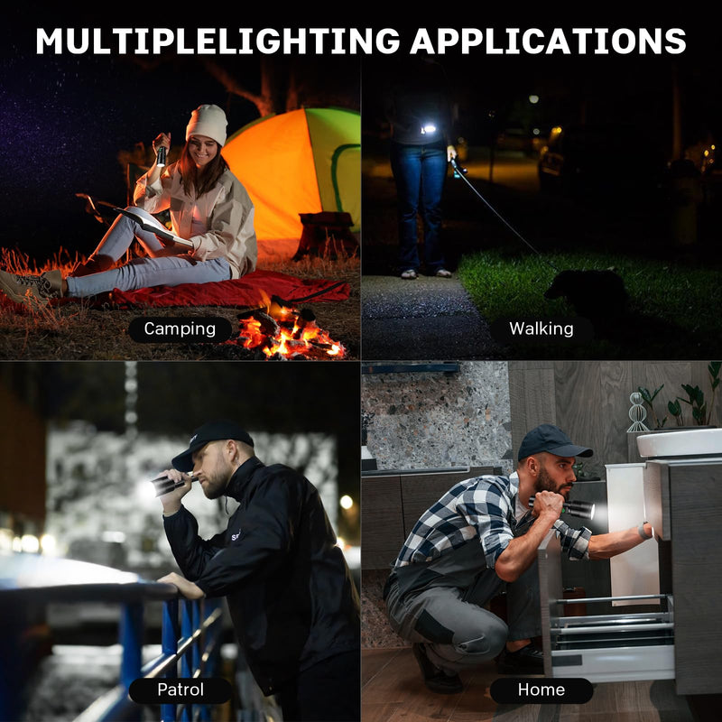 Rechargeable Flashlights 2 Pack, 99,000lm Super Bright High Lumens Flash Light, 6 Modes Adjustable Linternas, Powerful Handheld LED Flashlights for Home Camping