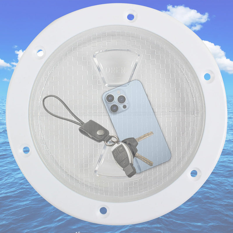 Boat Hatch Deck Plate - Marine Access Hatch Round with Detachable Cover for RV Marine Boat Kayaks Yacht - Boat Hatch Cover Circular Non Slip Inspection Hatch with Screws(White Transparent(4",6",7.2" ) 4inch White