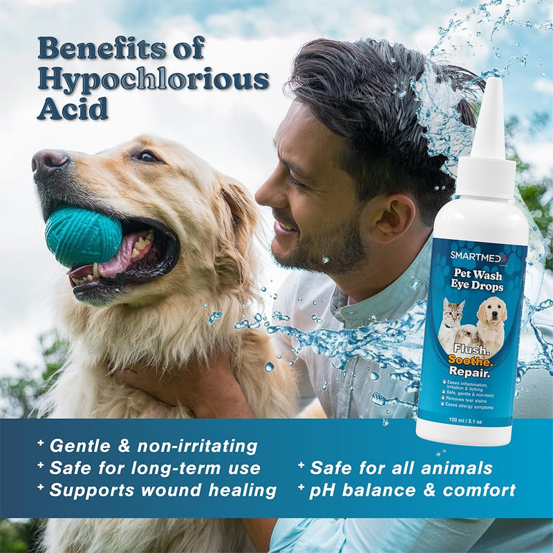 Large Pet Eye Wash 5.1 oz Gentle Eye Irritation Solution for Pets Removes Dirt, Debris & Tear Stains Safe for Daily Use 1 count