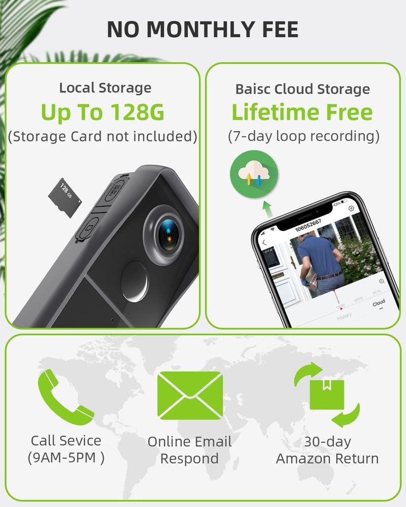 MUBVIEW Doorbell Camera Wireless with Chime, Video Doorbell - No Subscription, Voice Changer, Motion Zones, 1080HD, PIR Human Detection, 2.4Ghz WiFi, Battery-Powered Smart Doorbell