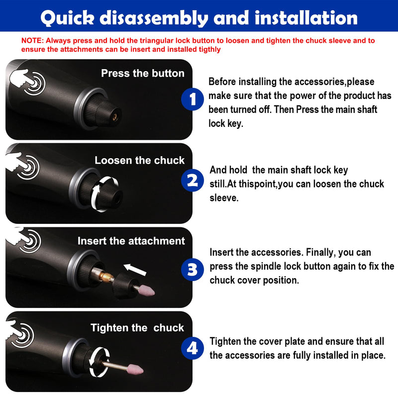 Customizer Engraving Pen for All Materials - Cordless Engraving Pen for Metal, Wood, Glass & Plastic, Electric Engraver Tool with Variety Bits - USB Rechargeable & Max 28000RPM Adjustable 5 Speed