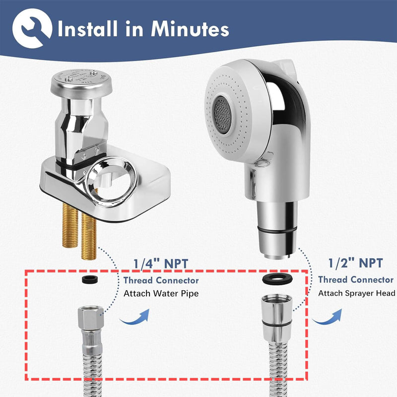 LukLoy 𝟏/𝟐" to 𝟏/𝟒" Nut Stainless Steel Shampoo Bowl Hose for Professional Salon Shampoo Bowl Faucet and Sprayer Head, Sprayer Head Not Included 1/4'' Nut