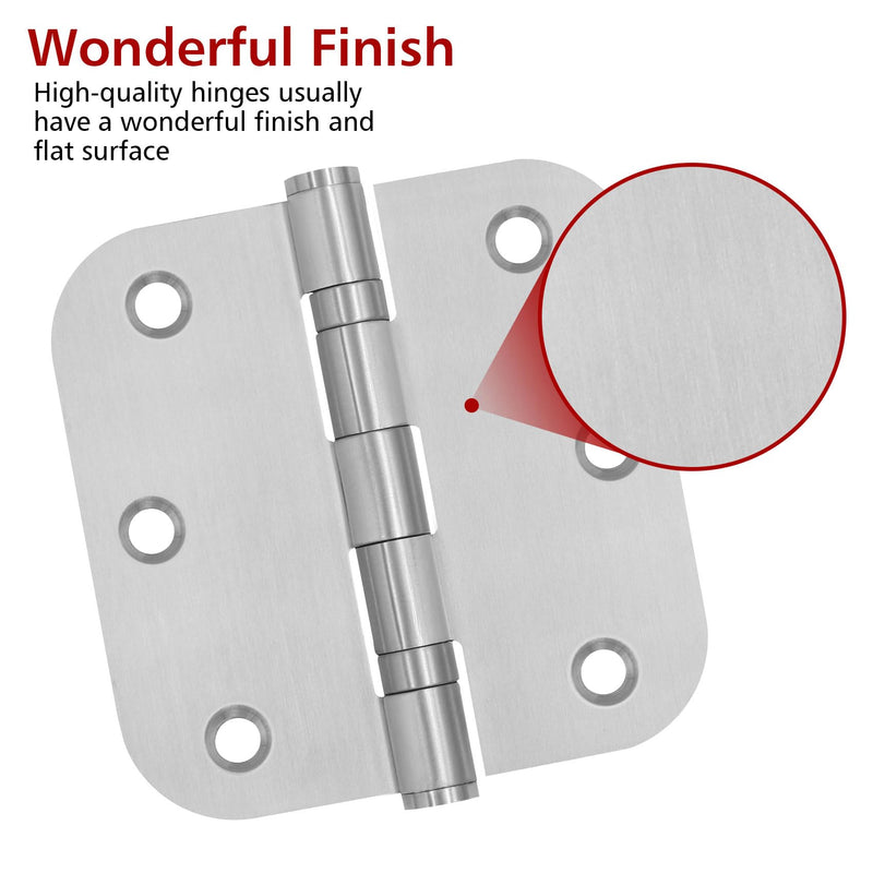 3 Pack 3.5 x 3.5 Inch Stainless Steel Door Hinges 3.5 x 3.5 Inch Silver Ball Bearing Door Hinges with 5/8 Radius Corners, 3 1/2 Inches Rounded Interior Hinge for Bathroom, Bedroom, Living Room