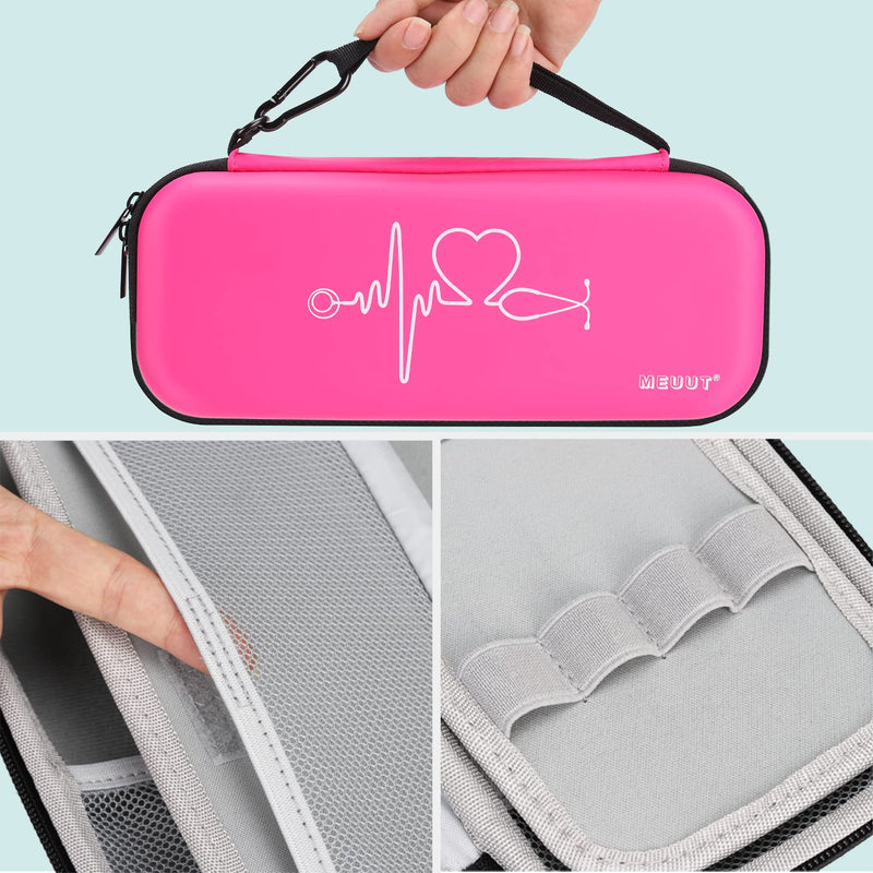 MEUUT 15 pcs Stethoscope Case Kits, Perfect Nurse Gift First Aid Kit with Stethoscope Case, Penlights, Bandage Wraps, Badge Holders, Medical Scissors PU_Raspberry