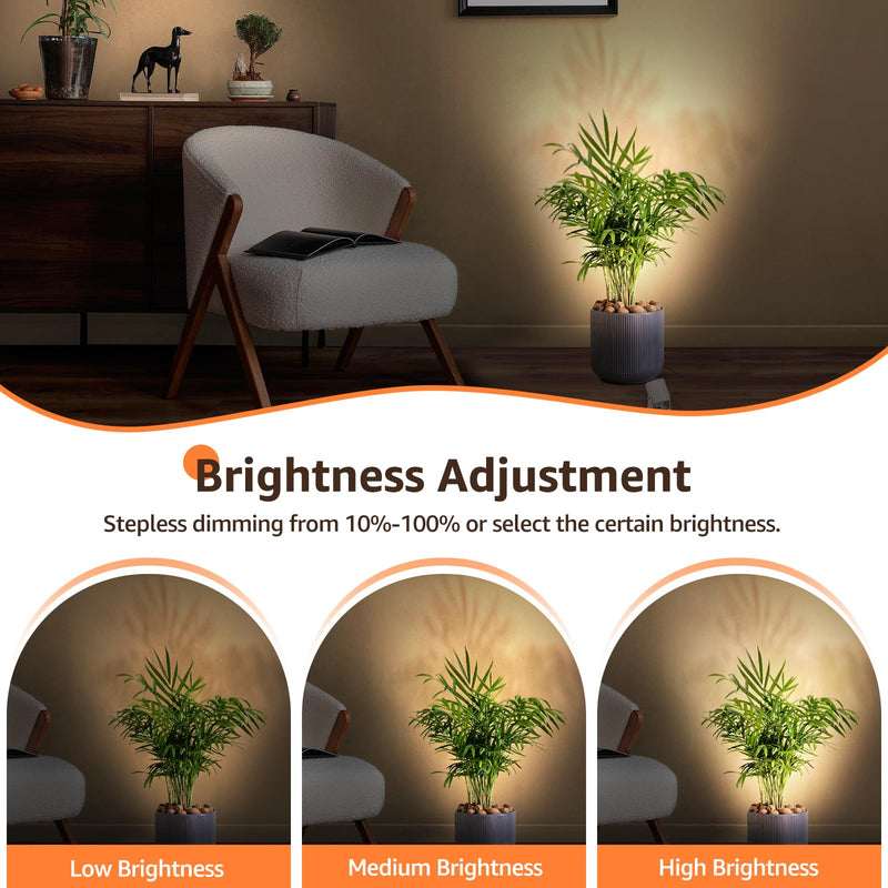 3W Uplighting Indoor LED Spot Lights Indoor with Timer 3000K/4000K/5000K Floor Spotlight Indoor Uplights Dimmable Plug in Up Lights Indoor Spotlight for Plants Picture Artwork, 2 Pack