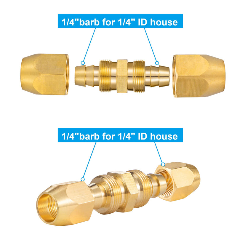 4PCS Soild Brass Air Reusable Hose Splicer For 1/4-Inch ID Hose,Hose Air Hose Repair Fitting (4 Pack 1/4 Inch) 4 Pack 1/4 Inch