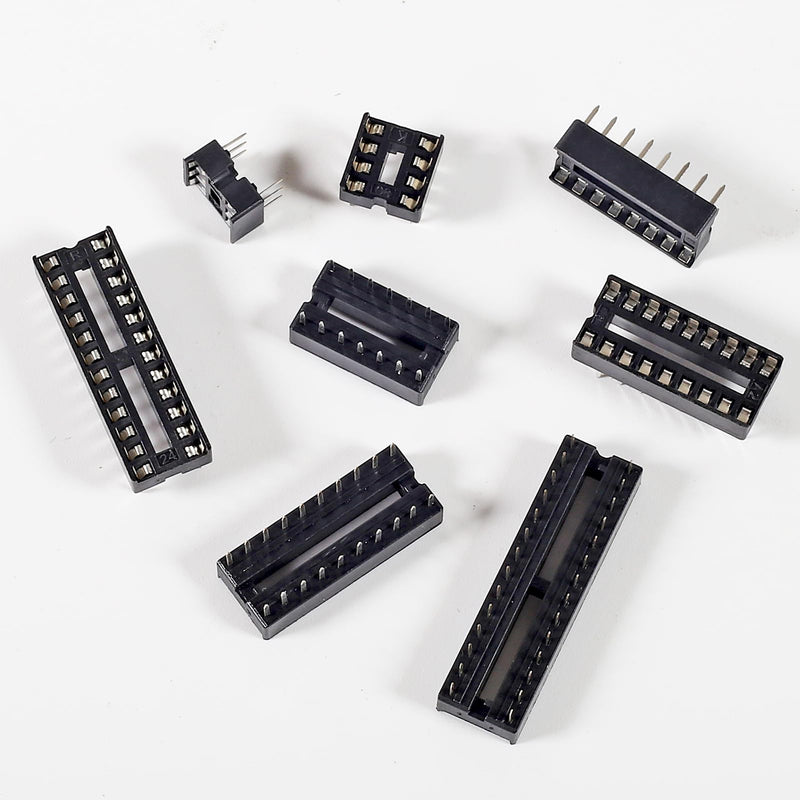 66 Pieces 2.54 mm Pitch DIP IC Sockets Adaptor Assortment Kit 6 8 14 16 18 20 24 28 Pin 66 Pieces