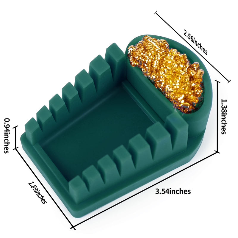 YIHUA S200 Green Heat-Resistant Silicone Soldering Wire Holder with Brass Wool Cleaner, 6 Grooves, Storage Tray, Helping Hands Soldering Wire Welding Fixture, Compatible Diameter 32-7AWG