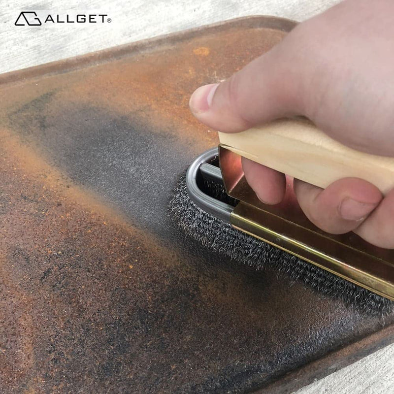 Iron-Shaped Steel Wire Brush, high-Hardness Steel Wire Suitable for Heavy-Duty Cleaning, Rust Removal, Scraping, and polishing on Hard Surfaces. Carbon Steel bristles