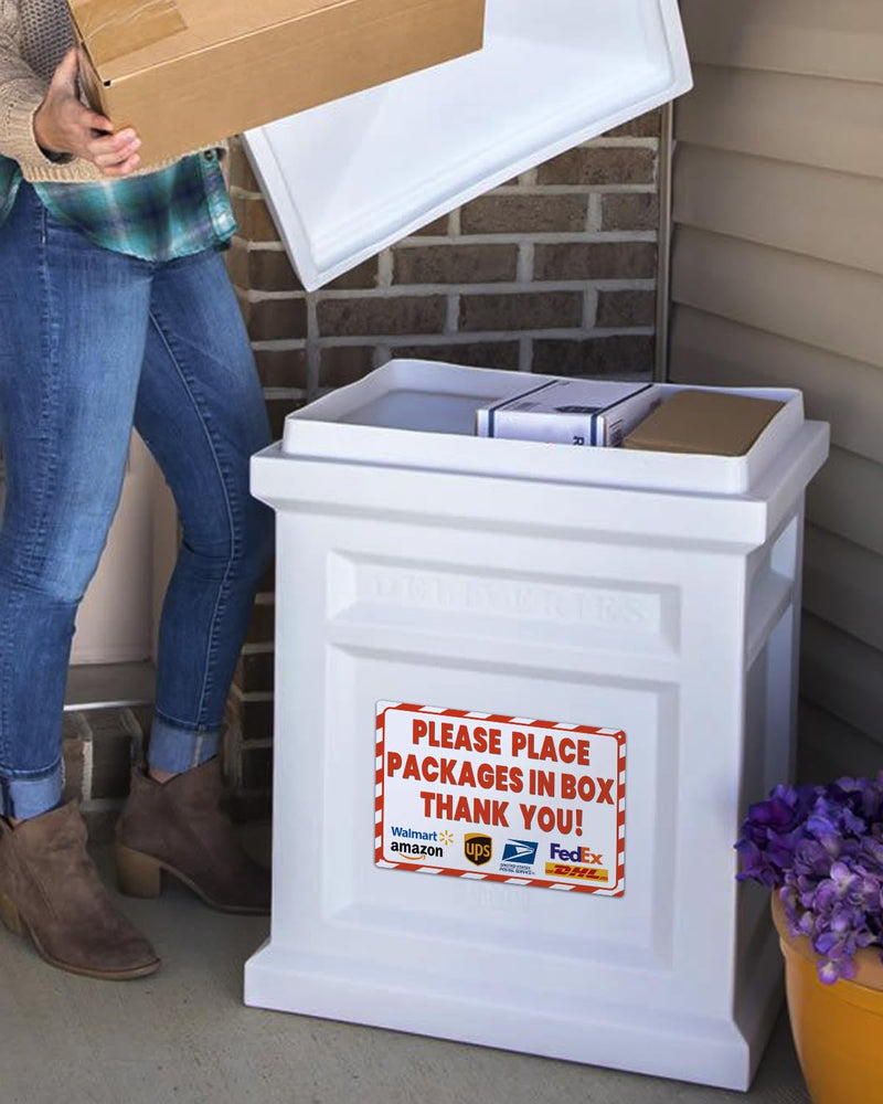 ALKB 8x12 Inch Rust-Free Aluminum Package Delivery Sign for Outdoor Use - Please Place Packages in Box Thank You - Delivery Signs for Packages, Delivery Box Box Sign