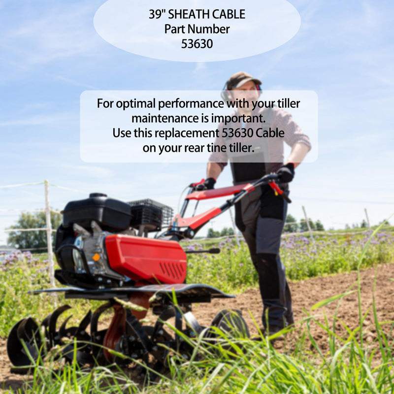 53630 Tiller Cable Suitable for Earthquake Rear Tine Tillers 5055 5055C 6015B 6015V 6065VEC 7055 7055C 3200, 39" Sheath Forward Reverse Cable Replace Parts