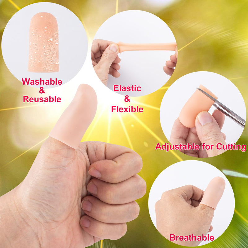 Joez Wonderful 10pcs Gel Finger Cots, Silicone Finger Covers, Thumb Protector Finger Support Protector Caps Gloves [10pcs] Small, Skin Colour