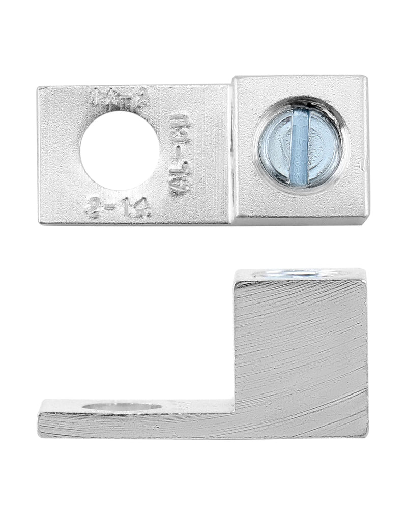 QWORK Aluminum Alloy Mechanical Lugs, 25Pcs Tin-Plated Cable Connectors with 5/16-24 Screw Size for 14 AWG - 2/0 AWG Conductors