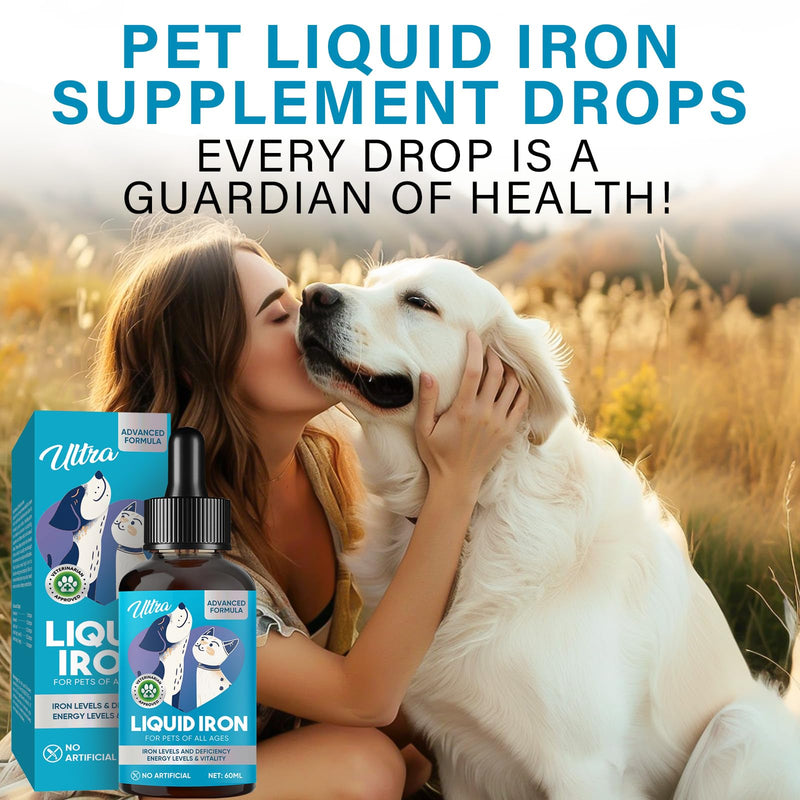 Liquid Iron Supplements for Cats, Dogs with Vitamin C and B12, Supports Anemia, Low Enery Levels and Lethargy, Improve Blood Health