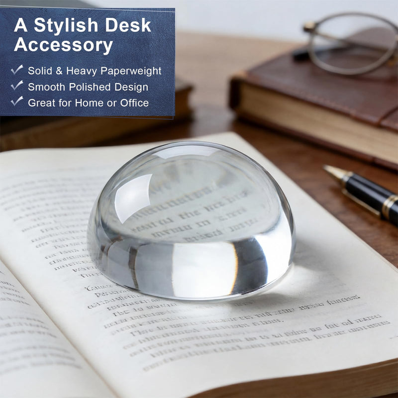 6X Crystal Dome Magnifier Paperweight, 3.8 Inch Large Dome Reading Magnifying Glass with Gift Box, Desktop Paperweight Magnifier for Books, Maps, Documents, Crafts & Seniors (3.8 Inch-Tall Version) 3.8 Inch-Tall Version