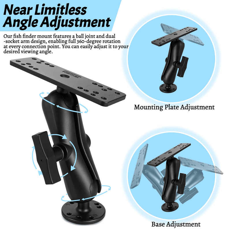 Fish Finder Mount with C Size 1.5" Ball,5.9" Aluminum Arm Marine Electronics/Depth Finder Mount,High Salt Water Resistant,Compatible with Garmin, Lowrance,and More Medium