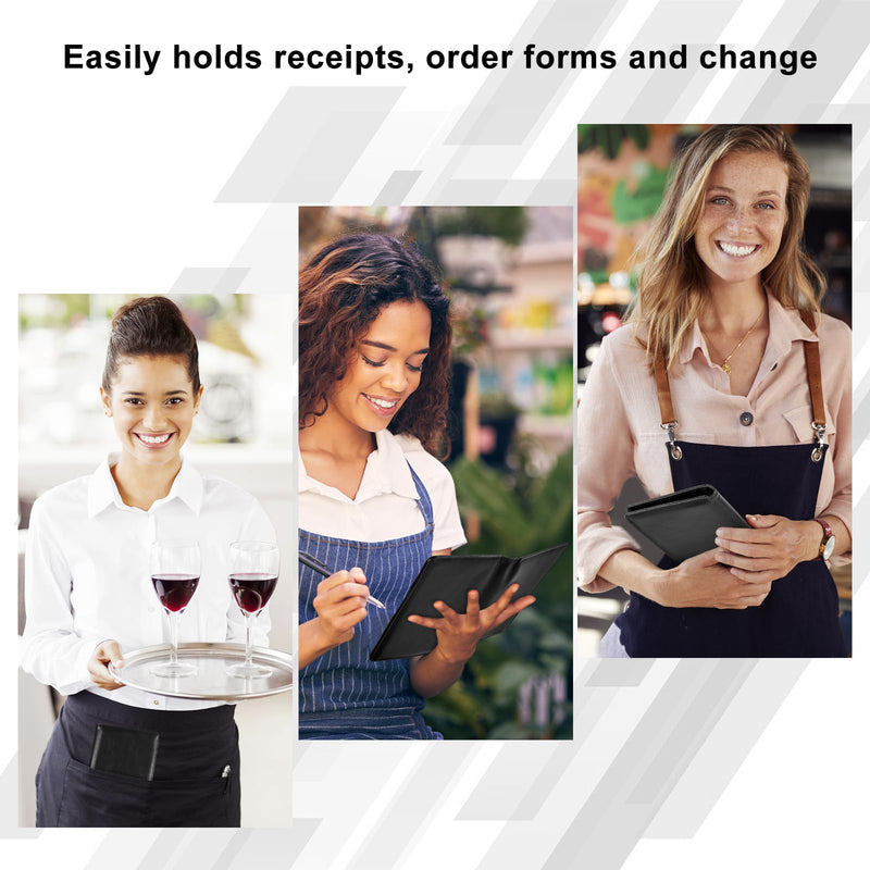 EcoVision Server Books for Waitress,Leather Waiter Book with Zipper Pocket, Server Booklet Restaurant Waitstaff Organizer, Serving Book Guest Check Book Holder Money Pocket Fits Server Apron (Black) Black - NewNest Australia