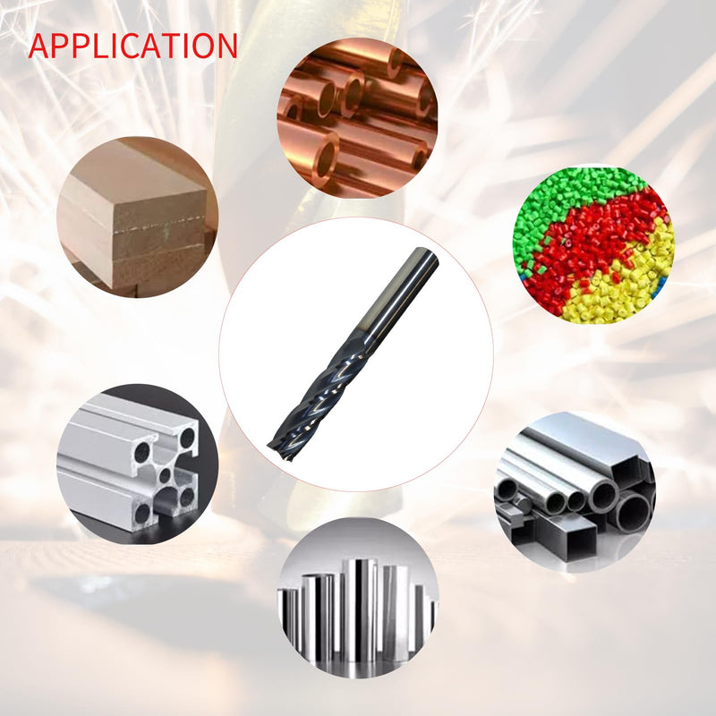 1/2" Carbide End Mill，1/2" Extra Long End Mill, 4" Overall Length, 4 Flute, Solid Carbide Square End Mill, 1/2" Cutting Diameter, 2" Length of Cut, Helix Angle: 30°,AlTiN Coated 1/2"*2"*4”