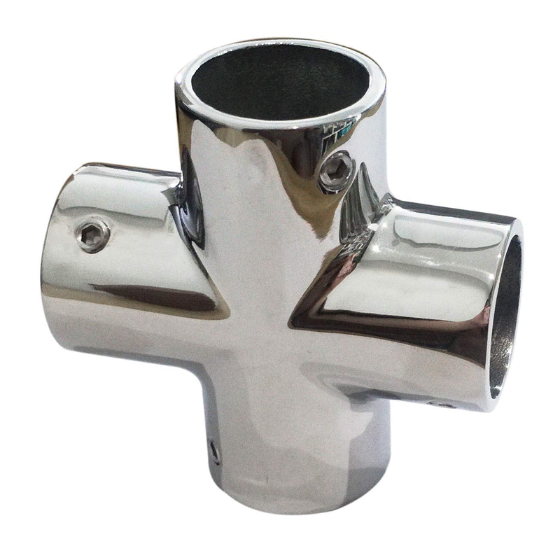 Marine Grade 316 Stainless Steel Heavy Duty Cast Boat 1-1/4in（32MM） Hand Rail Fitting 4 Way Cross Tube Pipe Connector Tee Joint