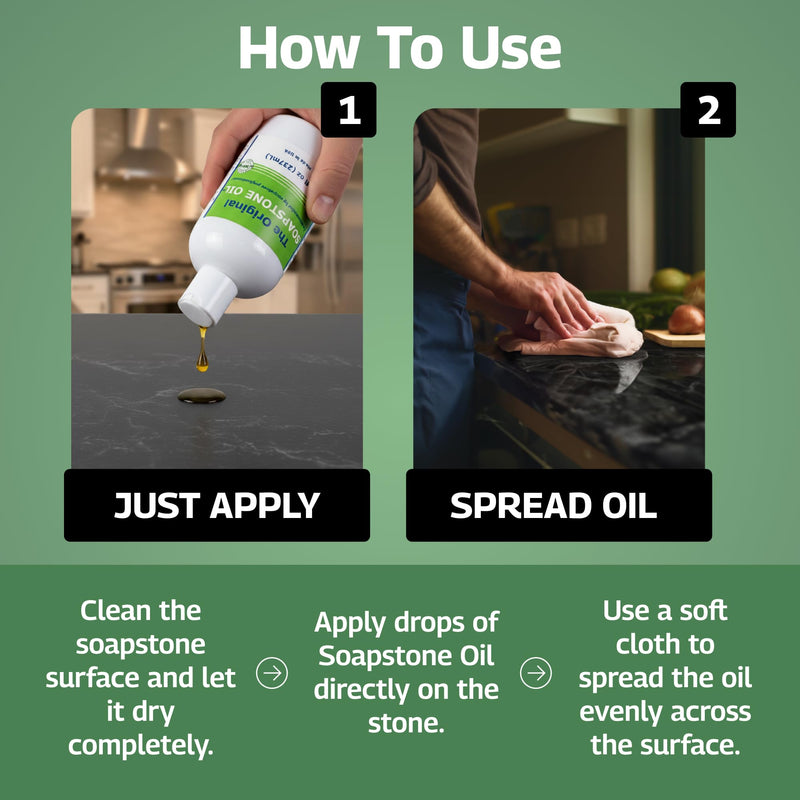 The Original Soapstone Oil | All Natural Food-Safe Blend (NO Mineral Oil) for Soapstone Countertops – Enhances & Darkens Stone, Low-Maintenance Easy to Apply (8oz) 8 Fl Oz (Pack of 1)