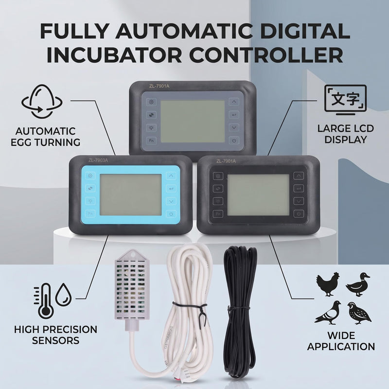 Fydun Incubator Controller Fully Automatic Digital Incubator Controller with Temperature Humidity Control 100V‑240V ZL-7901A (ZL-7901A)