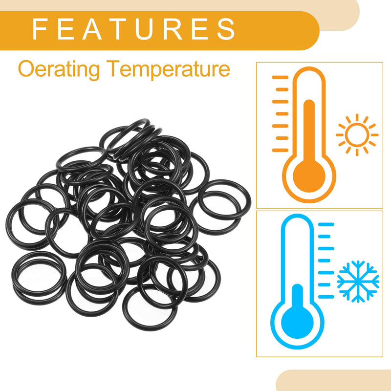50 Pcs 15mm ID x 2mm CS Universal Car O Ring Seal Gasket - Car - Faucet Repair Trucks Suvs Trailer Tube Sealing Waterproof - NBR Rubber Black